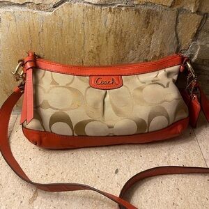 Coach Tan and Red Shoulder Bag